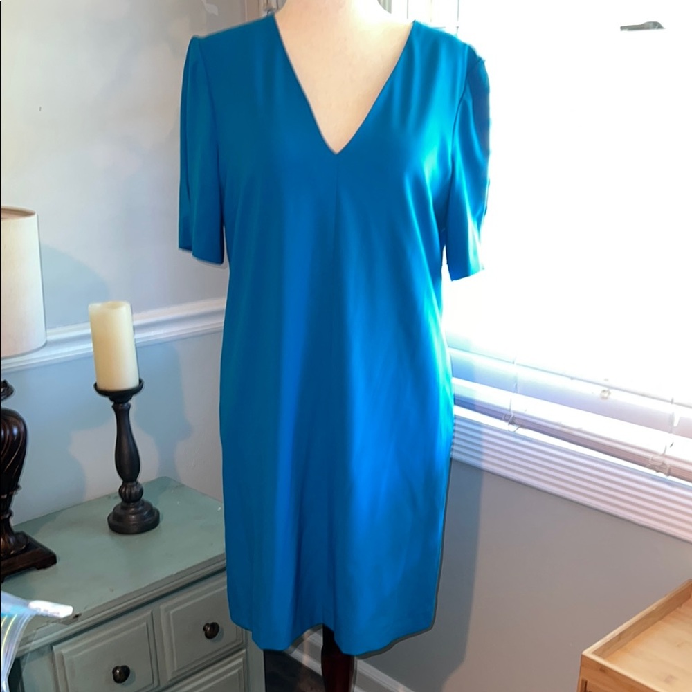 Preston & York V-Neck Blue Midi Dress Size 10